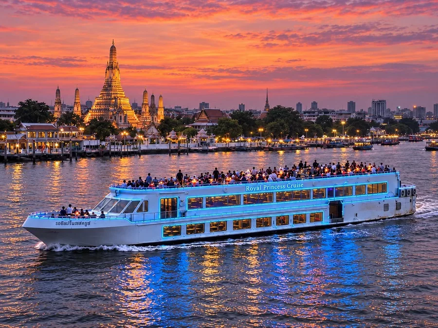 Royal Princess Cruise รอบ Sunset ล่องเรือแม่น้ำเจ้าพระยาชมพระอาทิตย์ตกและวัดอรุณ